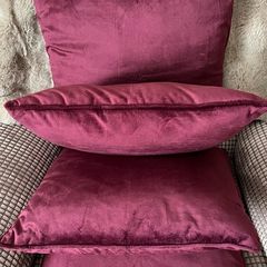 4 Burgundy Velvet Cushions
