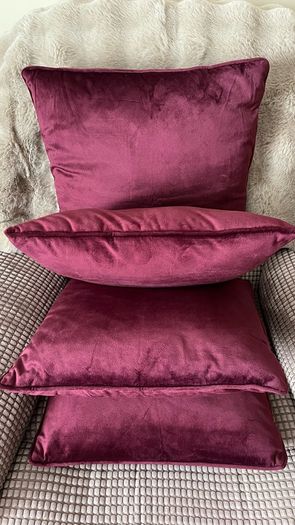 4 Burgundy Velvet Cushions
