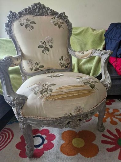 Beautifully carved chair requiring reupholstering