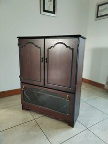 Television Unit - TV Wooden Corner Unit with folding doors & Pull Down Glass Cabinet Door - For Kitchen, Bedroom, Sitting, Lounge, Conservatory / Sun Room etc in your house