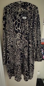 Peacocks Beige and Black Animal Print Dress