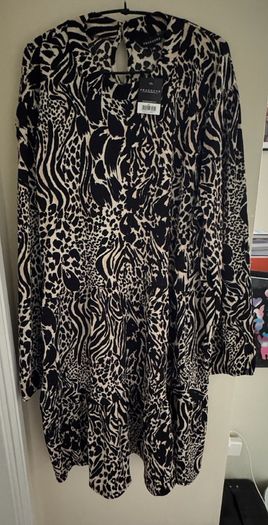 Peacocks Beige and Black Animal Print Dress