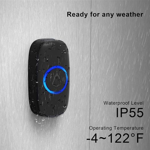 Plug in Waterproof Battery Operated Cordless Doorbell Operating at 1,000 Feet Long Range with 58 Chimes 5 Volume Levels LED Light Easy Install for Home, School (FREE SHIPPING)