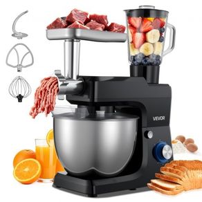 Stand Mixer, 7.8 L Electric Kitchen Mixer, 1500W Dough-Mixer, 6+P Speeds Tilt-head Food-Mixer with 1.5 L Blender Cup, Stainless Steel Bowl, Dough Hook, Whisk, Beater, for Baking, Mixing, Black