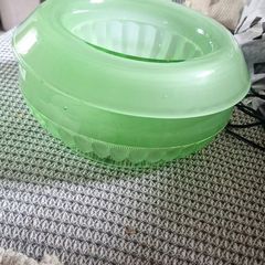 Vintage 1930s Art Deco Davidson Frosted Green Satin Glass Centerpiece Float Bowl & Pedestal Stand Set