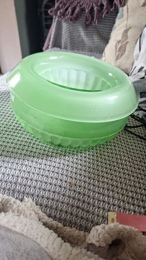 Vintage 1930s Art Deco Davidson Frosted Green Satin Glass Centerpiece Float Bowl & Pedestal Stand Set