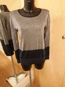 Women's Navy Lurex Colour block Jumper NWT SIZE 14