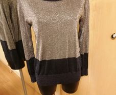 Women's Navy Lurex Colour block Jumper NWT SIZE 14