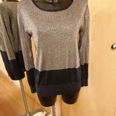 Women's Navy Lurex Colour block Jumper NWT SIZE 14