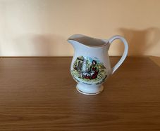 Vintage Arklow Pottery Ireland Cream Jug / Milk Jug, Spinning Wheel Scene