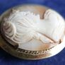 Antique Gold Plated Larger Carved Shell Cameo Brooch Image 4