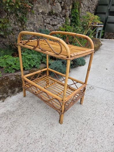Mid Century Rattan Bamboo Table