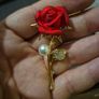 Modern Red Rose and Pearl Brooch Image 4
