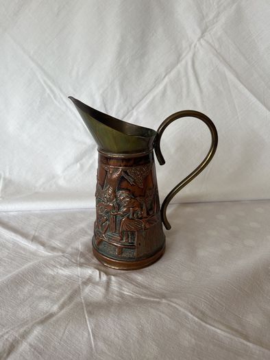 Copper and brass ornamental jug