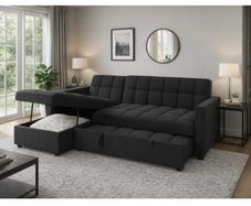 Kris Black Sofa Bed, Reversible Chaise & Storage