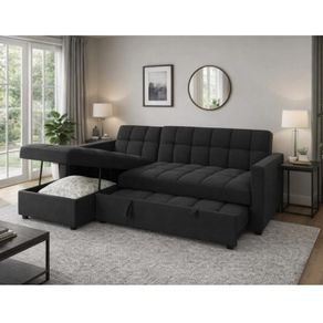 Kris Black Sofa Bed, Reversible Chaise & Storage