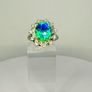 Peacock Triplet Quartz & White Zircon Ring Image 4