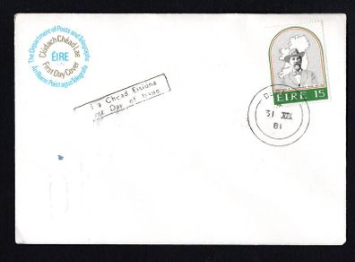 1981 Ireland 150th Anniversary of the Birth of Jeremiah O'Donovan Rossa Post and Telegraph First Day Cover(FDC) with Durlas (Thurles) cancel