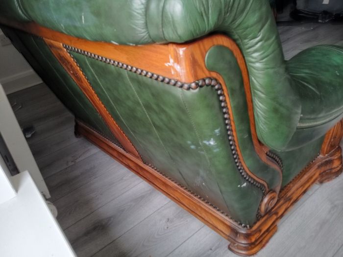 Calfskin Patent leather couches in deep green