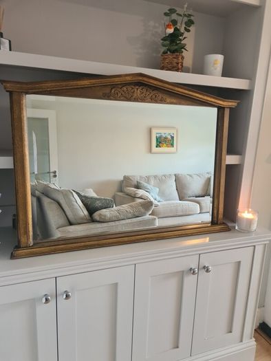 Elegant Gold Overmantle Mirror  Large Statement Piece