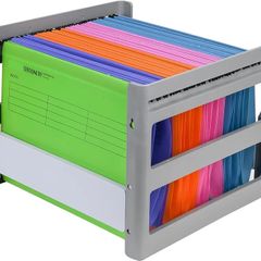 A4 Grey Plastic Hanging Folder Shelf, for Office, Study, Hospital Data Organization,Outer Frame: 14.29X12.79X10.83 inch, Product Includes Separate File Holder Without Suspension Files