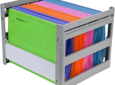 A4 Grey Plastic Hanging Folder Shelf, for Office, Study, Hospital Data Organization,Outer Frame: 14.29X12.79X10.83 inch, Product Includes Separate File Holder Without Suspension Files