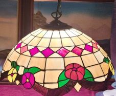 18 Inch Diameter Tiffany Style Ceiling Pendant Lamp / Light With Stained Glass Shade