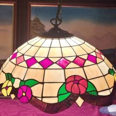 18 Inch Diameter Tiffany Style Ceiling Pendant Lamp / Light With Stained Glass Shade