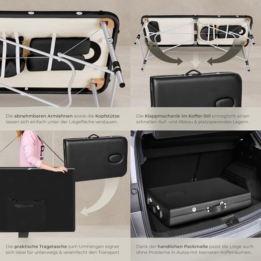 2-Zone Massage Table, Folding, Height Adjustable, Aluminium Massage