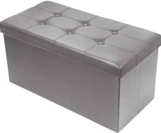 NEW SALE | Folding Ottoman Bench Storage Box with Lid, Large Storage Seat Faux Leather Footstool Toy Storage Box, Brown, 76 x 38 x 38 cm