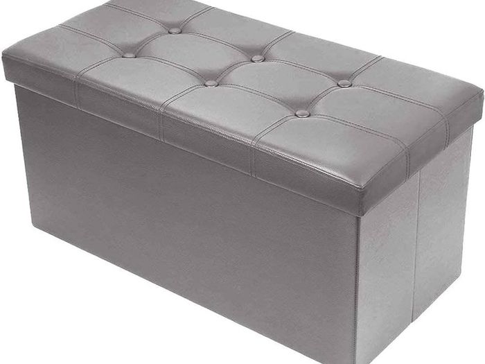 MULTIPLE COLOURS AVAILABLE Folding Ottoman Bench Storage Box with Lid, Large Storage Seat Faux Leather Footstool Toy Storage Box, Black, 76 x 38 x 38 cm