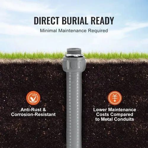 25,4mm (1-inch) Flexible Liquid-Tight Electrical PVC Conduit 30.5m Non-Metallic IP65