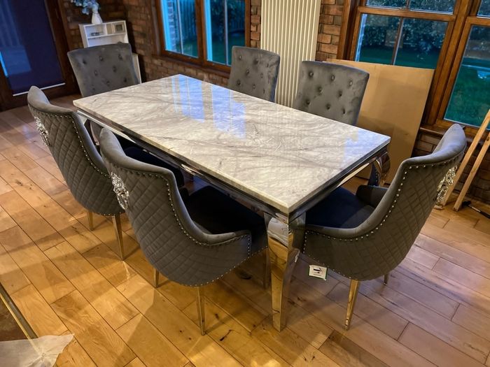 Marble Kitchen Dining Table With 6 Chairs