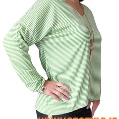 Green and white striped top