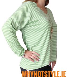 Green and white striped top