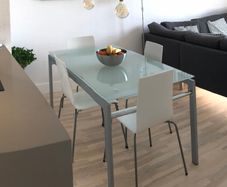Glass table with of without chairs