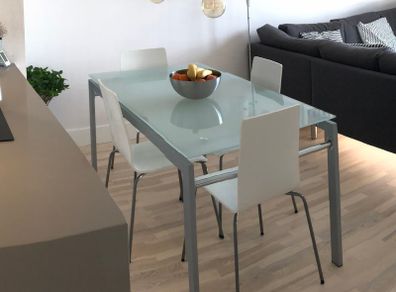 Glass table with of without chairs