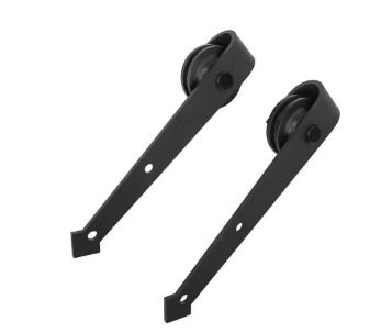 8FT Double Door Splicing Carbon Steel Barn Door Rollers Hanging Rail Kit Sliding Door Rail Hardware Hanging Track Pulleys