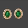 18k Gold Vermeil Colombian Emerald Halo Earrings Image 5