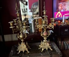 Large brass antique candelabra's pair