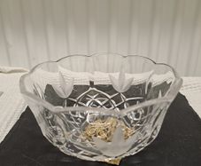 1980s Vintage Cut Crystal Bowl with Gilt Base