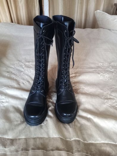Boots Ladies Rieker Zip Lace High Leg Boot Size 38 (5)