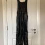 Never Fully Dressed PU vegan leather dungarees in black Image 6