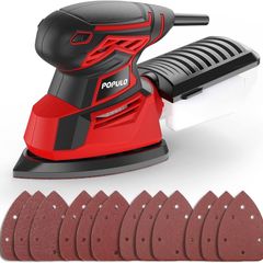 NEW SALE Electric Mouse Sander, 130W 14000RPM 230V Detail Sander with 12Pcs Sandpapers, Hand Sanders for Wood with Dust Collector, Compact Sanding Machine