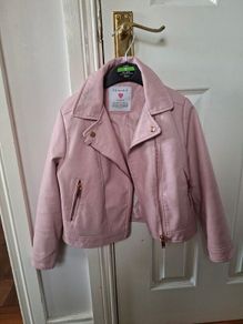 Girls pink leather jacket age 6-7