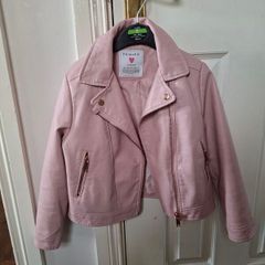 Girls pink leather jacket age 6-7