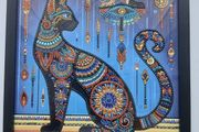 Egyptian Style Cat Diamond Painting Framed