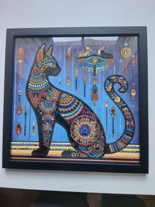 Ancient Egyptian Style Cat Diamond Painting Framed