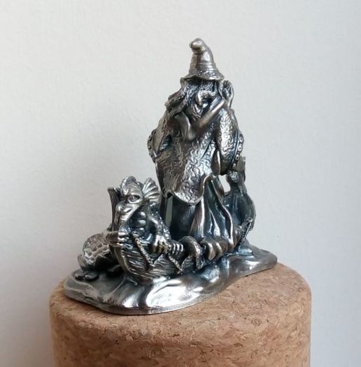 Metal Figure With Crystal - The Wizard Of The Lake