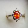 Vintage 925 Sterling Silver Ring with Central Orange Stone and Accent Stones Image 4